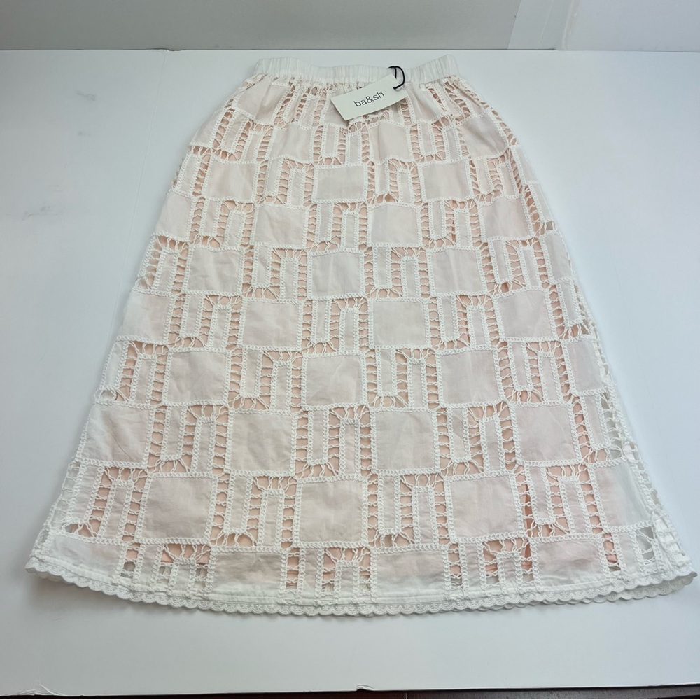 Ba&sh Anira Skirt Off White Pull-On Lined Womens Size‎ XS Cotton NEW *TINY FLAW - Picture 2 of 16